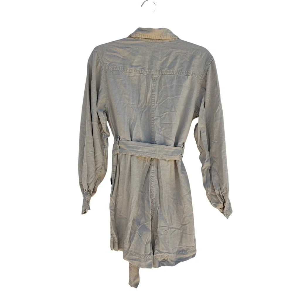 Banana Republic Linen‎ Blend Romper, Button Front Tie Waist, Long Sleeve, Sz XS